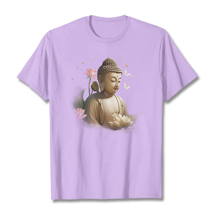 Buddha Stones Lotus Butterfly Meditation Buddha Tee T-shirt - Plum - 2XL - image 15