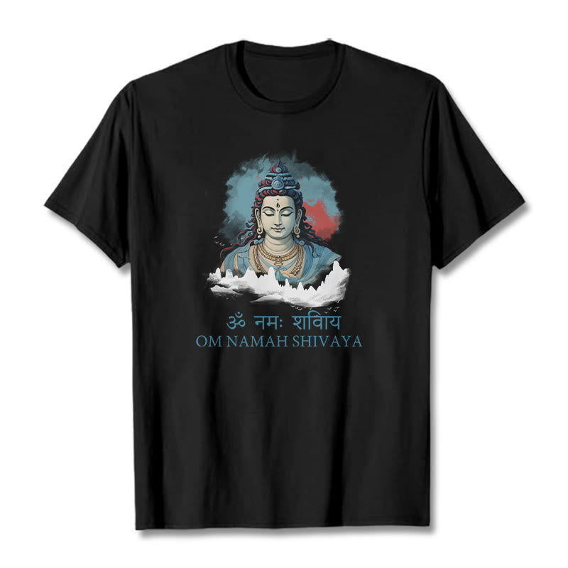 Buddha Stones Sanskrit OM NAMAH SHIVAYA Colorful Clouds Tee T-shirt - Black - 2XL - image 0