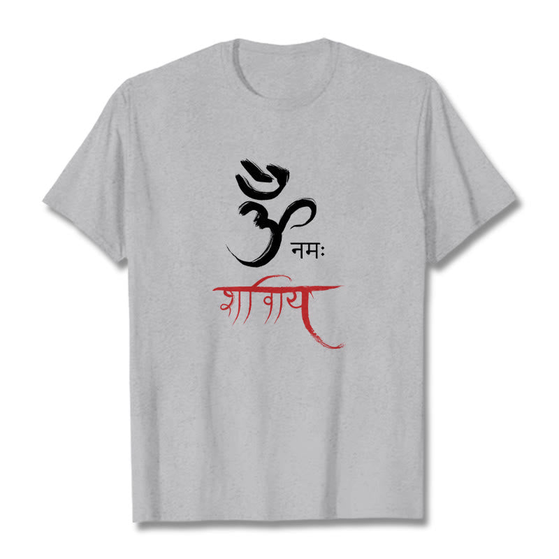Buddha Stones OM NAMAH SHIVAYA Mantra Sanskrit Tee T-shirt - LightGrey - 2XL - image 0