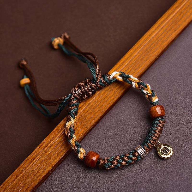 Buddha Stones Tibetan Bone Beads Luck Rope Bracelet - 14-16.5cm - image 0