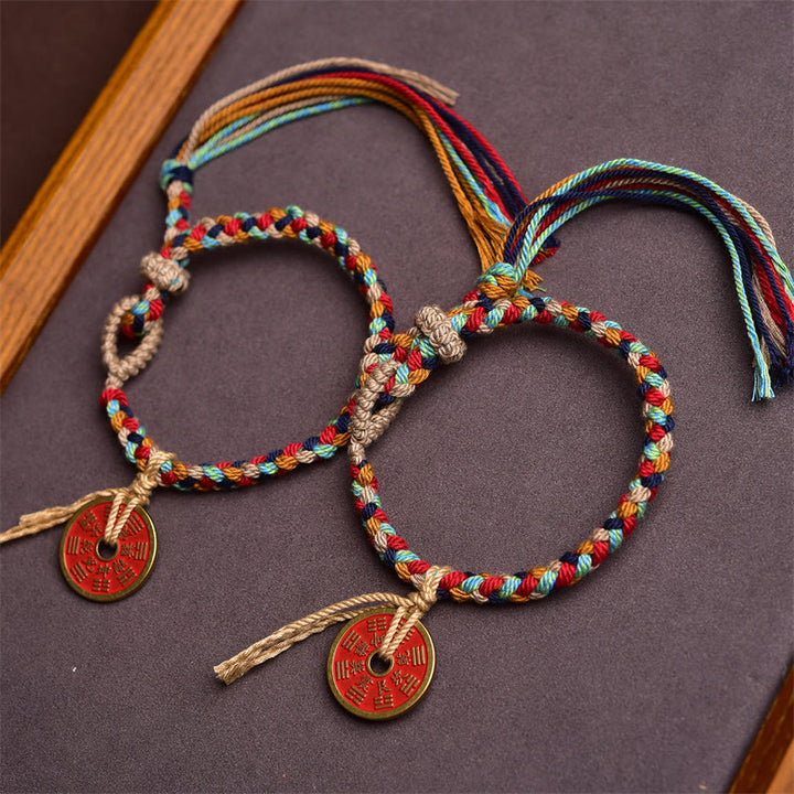 Buddha Stones Handmade Bagua Harmony Multicolored Rope Bracelet - image 4
