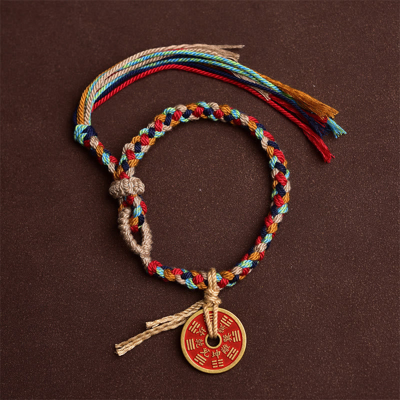 Buddha Stones Handmade Bagua Harmony Multicolored Rope Bracelet - image 1