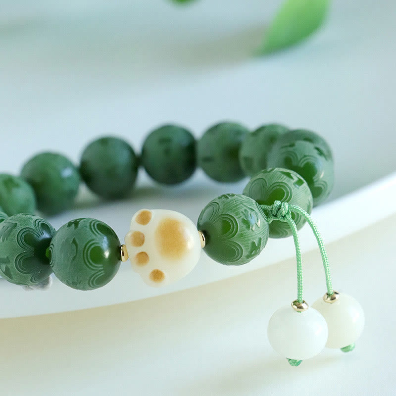 Buddha Stones Bodhi Seed Om Mani Padme Hum Carved Harmony Bracelet - image 3