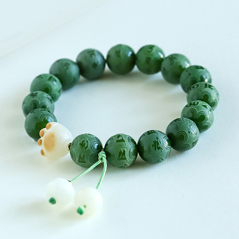 Buddha Stones Bodhi Seed Om Mani Padme Hum Carved Harmony Bracelet - image 1