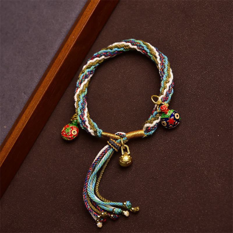 Buddha Stones Handmade Gold Swallowing Beast Family Healing Reincarnation Knot Braid Bracelet - image 3