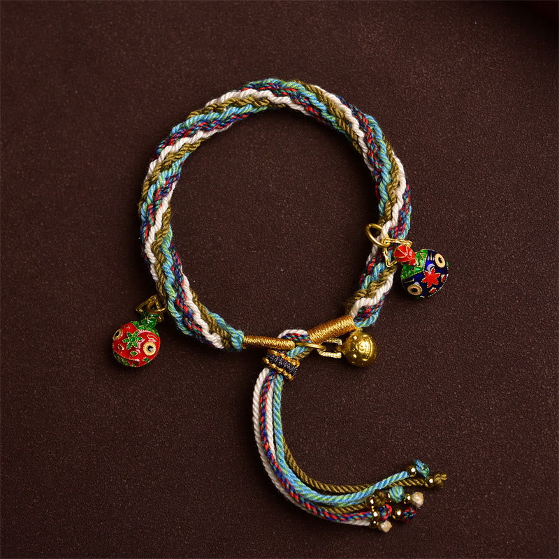 Buddha Stones Handmade Gold Swallowing Beast Family Healing Reincarnation Knot Braid Bracelet - image 2