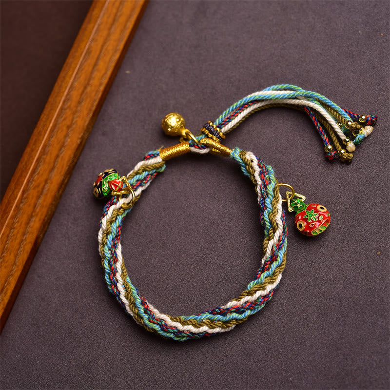 Buddha Stones Handmade Gold Swallowing Beast Family Healing Reincarnation Knot Braid Bracelet - image 1