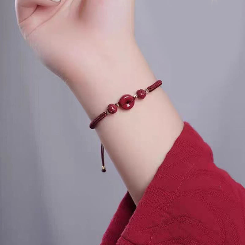 Buddha Stones Handmade Cinnabar Peace Buckle Lotus Calm Blessing Braided Rope Bracelet - image 16