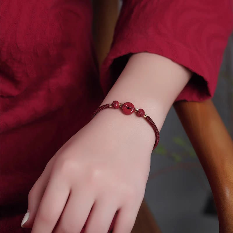 Buddha Stones Handmade Cinnabar Peace Buckle Lotus Calm Blessing Braided Rope Bracelet - image 13