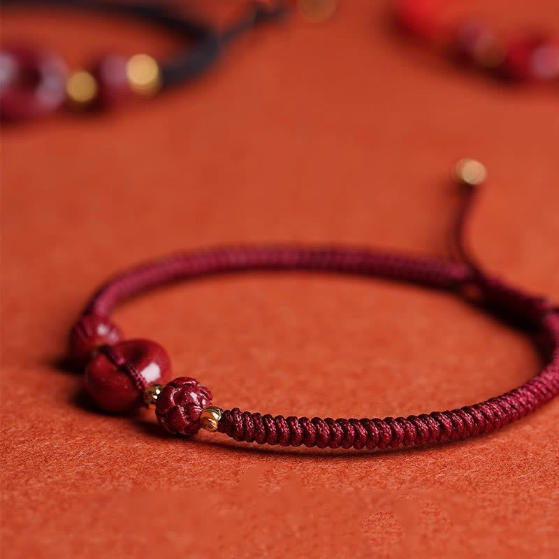 Buddha Stones Handmade Cinnabar Peace Buckle Lotus Calm Blessing Braided Rope Bracelet - image 12