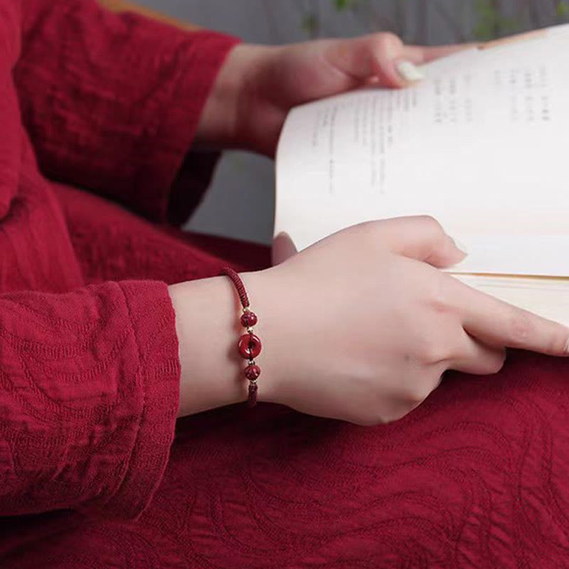 Buddha Stones Handmade Cinnabar Peace Buckle Lotus Calm Blessing Braided Rope Bracelet - image 15