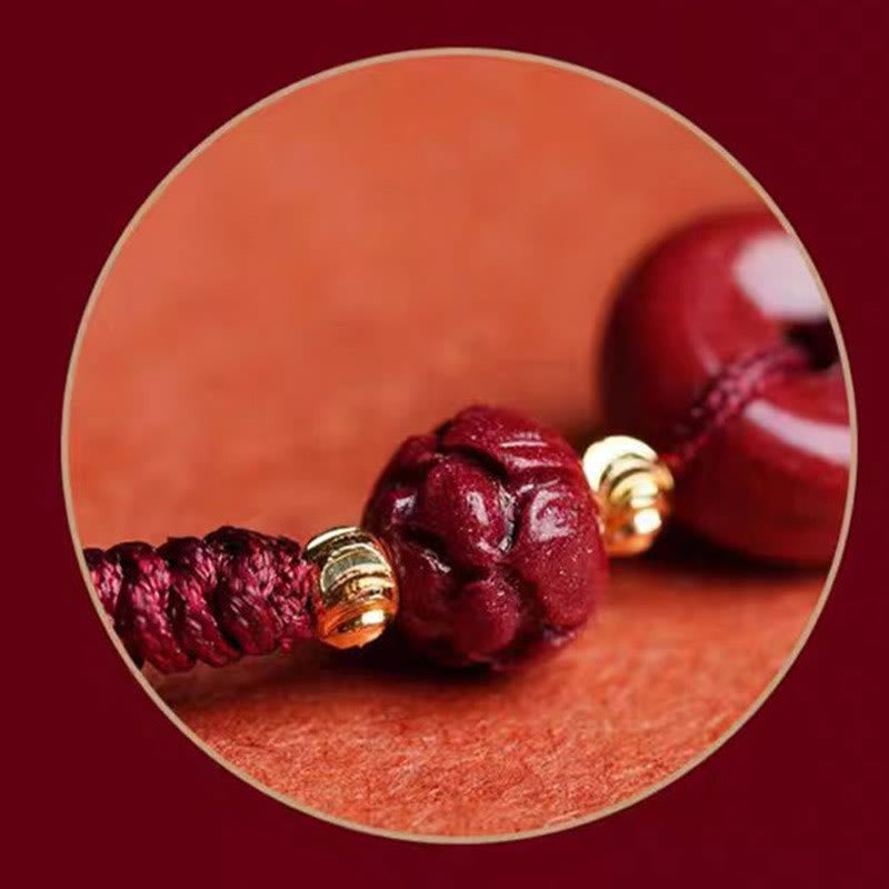 Buddha Stones Handmade Cinnabar Peace Buckle Lotus Calm Blessing Braided Rope Bracelet - image 10