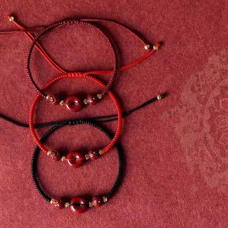 Buddha Stones Handmade Cinnabar Peace Buckle Lotus Calm Blessing Braided Rope Bracelet - image 20
