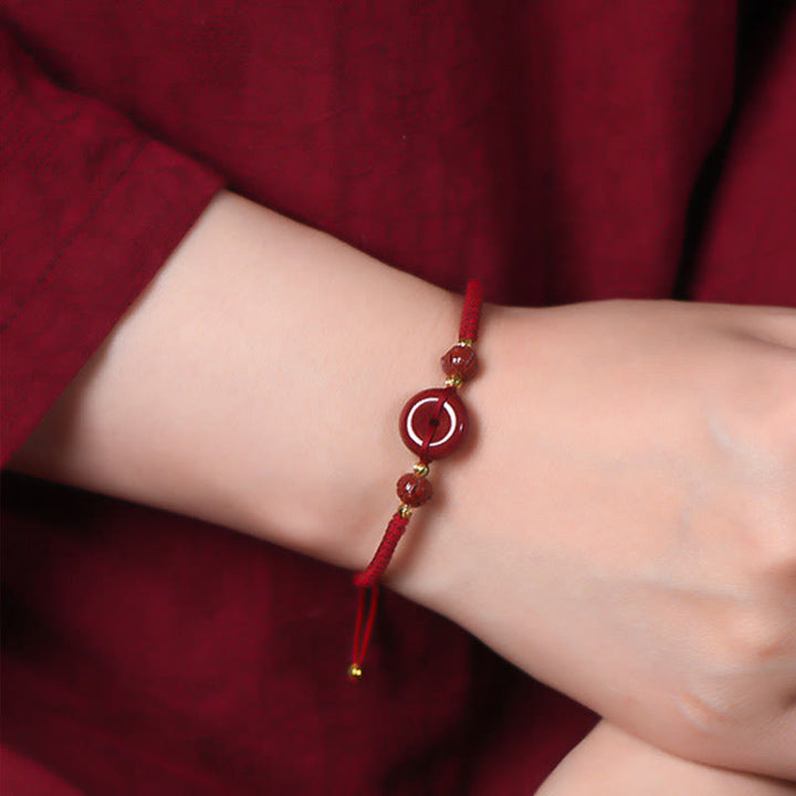 Buddha Stones Handmade Cinnabar Peace Buckle Lotus Calm Blessing Braided Rope Bracelet - image 18