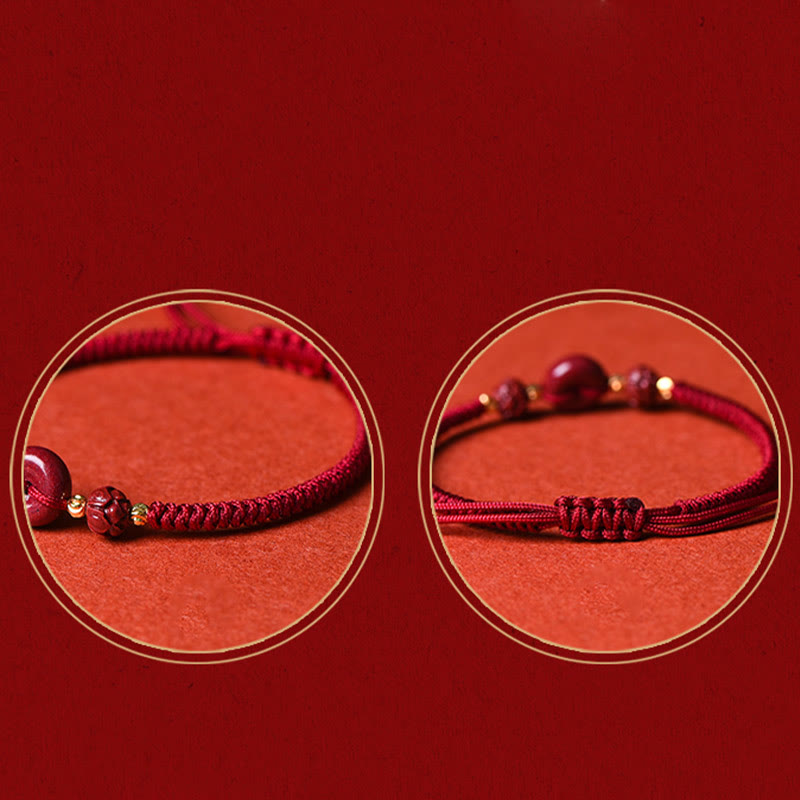 Buddha Stones Handmade Cinnabar Peace Buckle Lotus Calm Blessing Braided Rope Bracelet - image 9