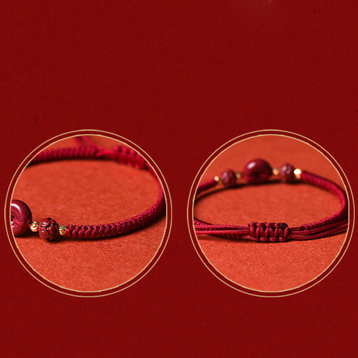 Buddha Stones Handmade Cinnabar Peace Buckle Lotus Calm Blessing Braided Rope Bracelet - image 9