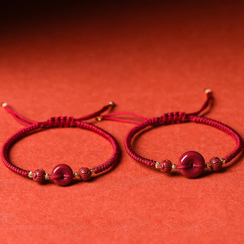 Buddha Stones Handmade Cinnabar Peace Buckle Lotus Calm Blessing Braided Rope Bracelet - image 14