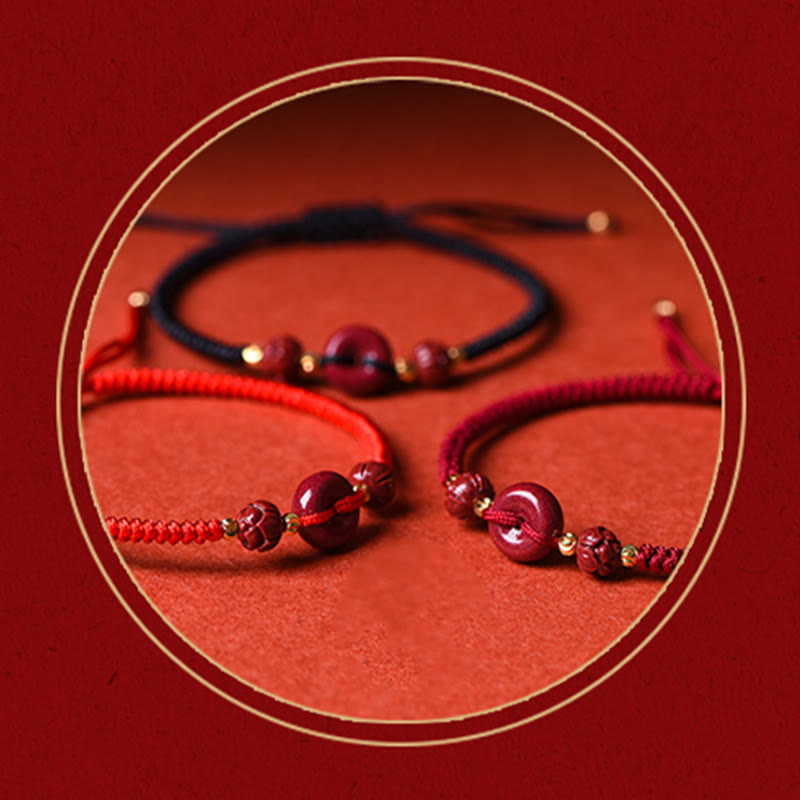 Buddha Stones Handmade Cinnabar Peace Buckle Lotus Calm Blessing Braided Rope Bracelet - image 21