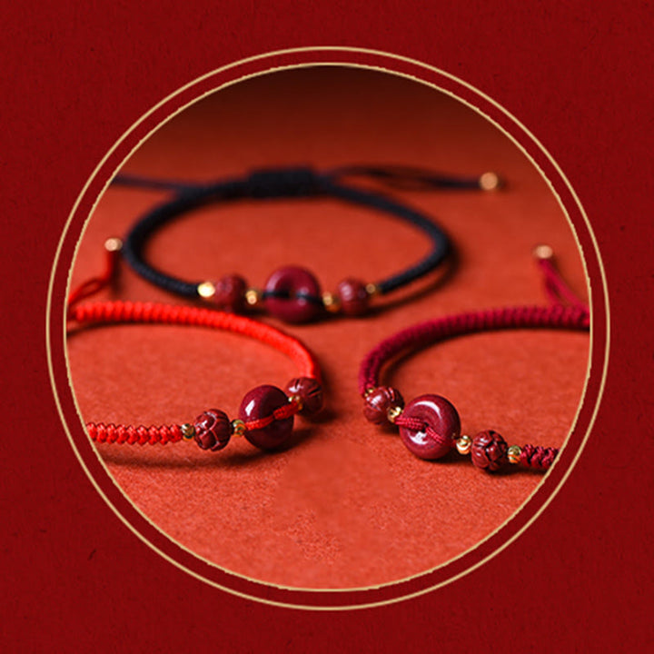 Buddha Stones Handmade Cinnabar Peace Buckle Lotus Calm Blessing Braided Rope Bracelet - image 21
