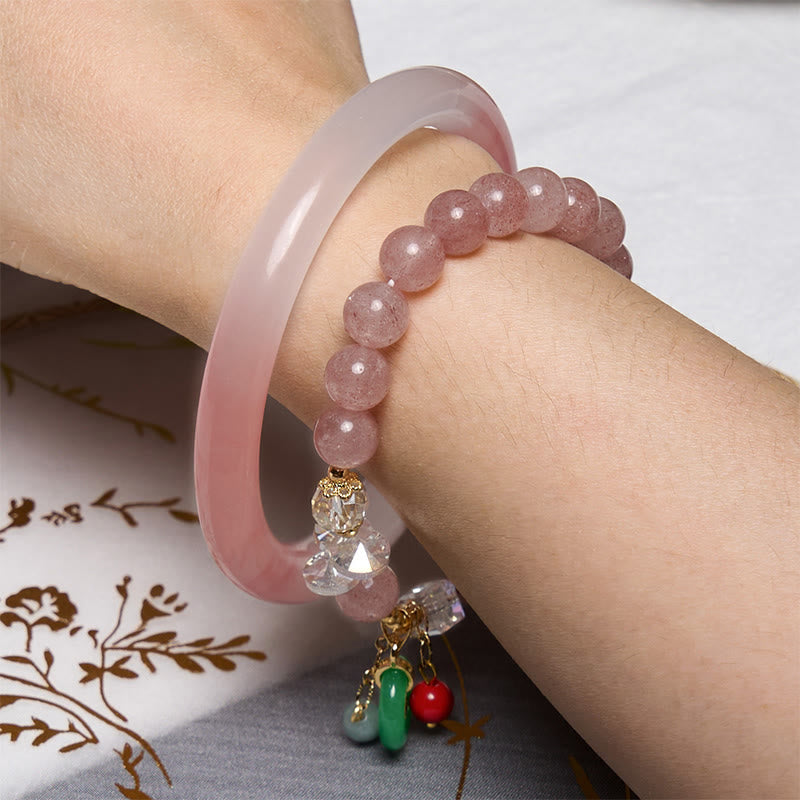 Buddha Stones Attracting Love and Protection Pink Bracelet Bangle Bundle - image 2