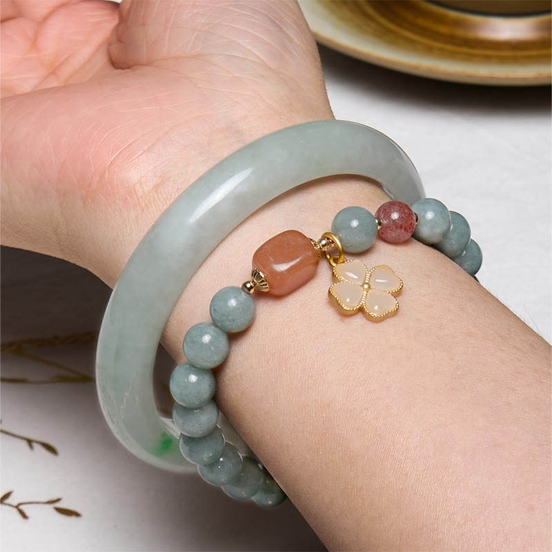 Buddha Stones Bring Good Luck Green Jade Bracelet Bangle Bundle - image 1