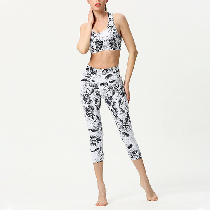 Buddha Stones Leaves Butterfly Print Sports Yoga Cropped Leggings Women's Yoga Capri Pants - image 9