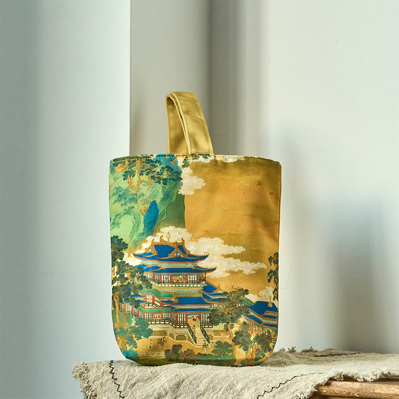 Buddha Stones Immortal Pavilions Roses Canvas Handbag - Immortal Pavilions 15*8*22cm - image 0