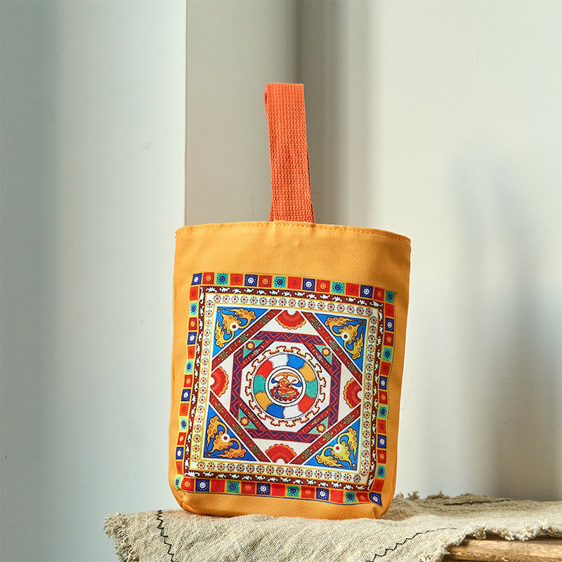 Buddha Stones Dunhuang Flying Apsaras Lotus Buddha Statues Canvas Handbag - Dunhuang Buddha Statues 15*8*22cm - image 14
