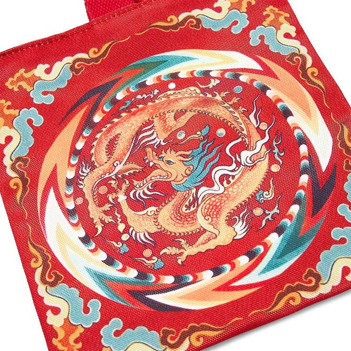 Buddha Stones Chinese Dragon Persimmon Canvas Handbag - image 8