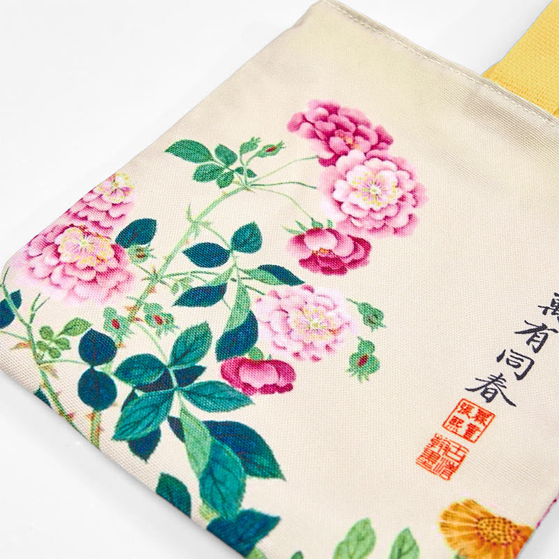Buddha Stones Peony Canvas Handbag - image 10