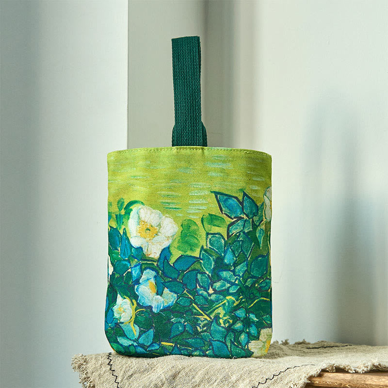 Buddha Stones Roses Canvas Handbag - Wild Rose 15*8*22cm - image 0