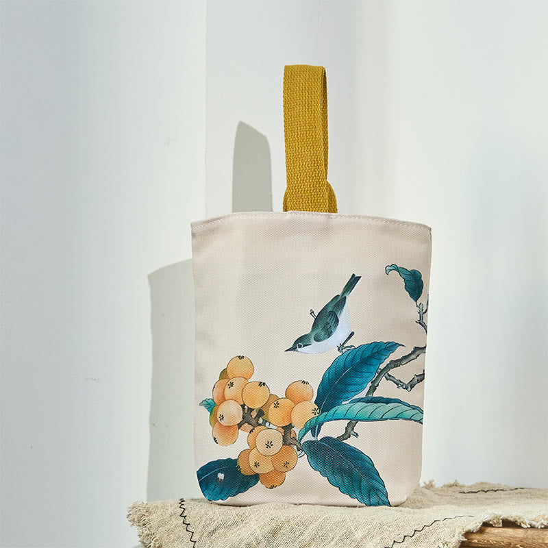 Buddha Stones Loquat Bird Canvas Handbag - image 1