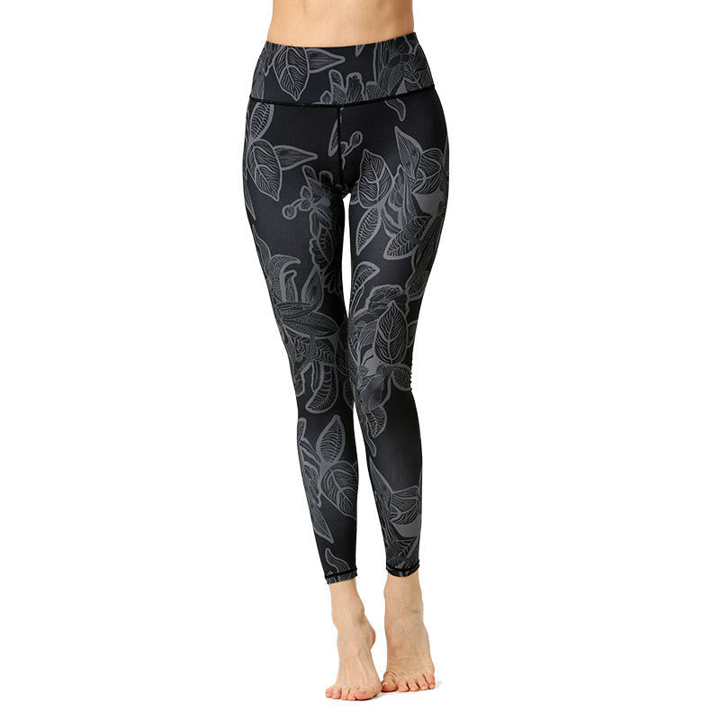 Buddha Stones Simple Leaves Print Sports Fitness Leggings Women's Yoga Pants - image 9
