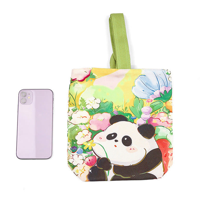 Buddha Stones Panda Orchid Loquat Canvas Handbag - image 4