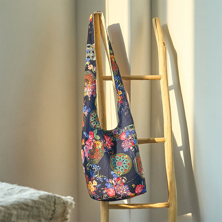 Buddha Stones Cotton Flower Pattern Crossbody Bag Shoulder Bag - image 1