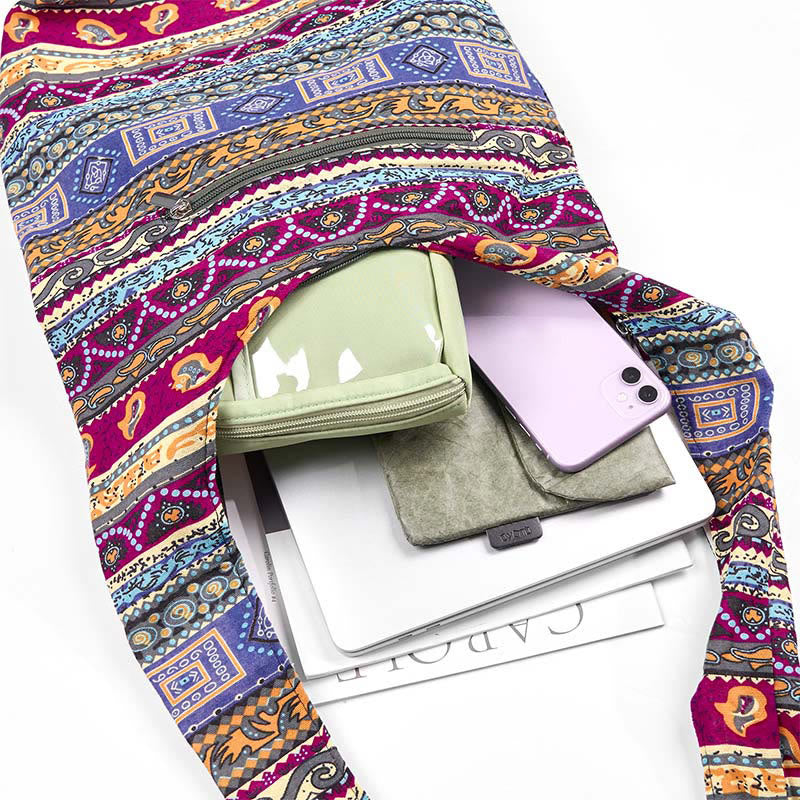 Buddha Stones Colored Stripes Cotton Crossbody Bag Shoulder Bag - image 5