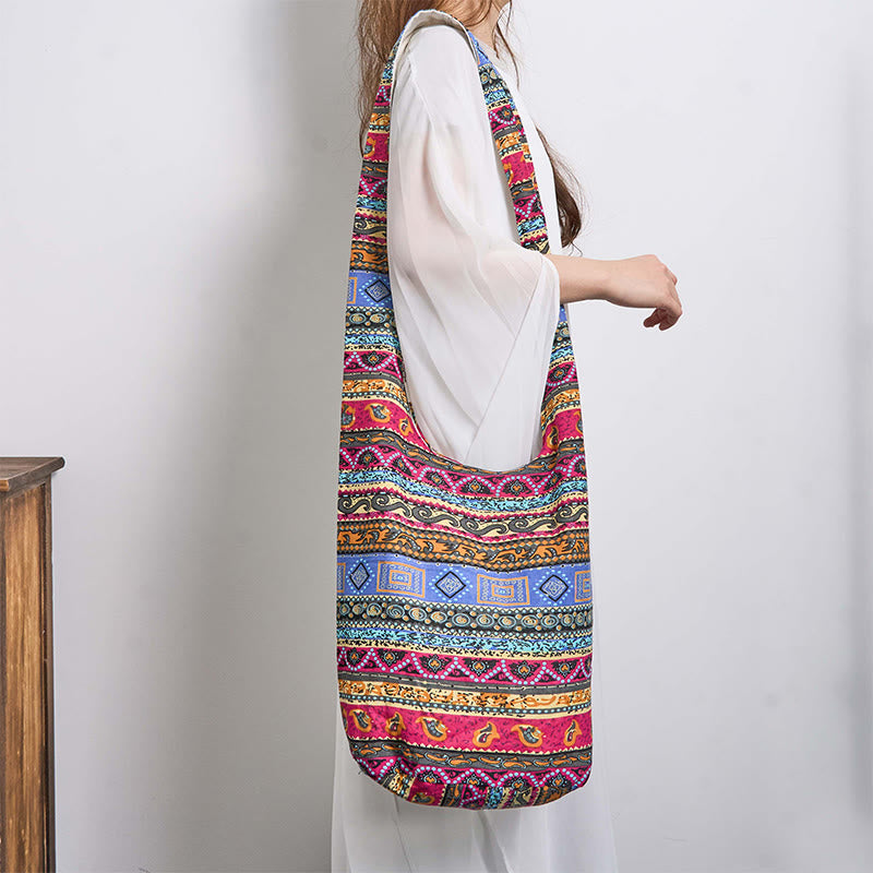 Buddha Stones Colored Stripes Cotton Crossbody Bag Shoulder Bag - image 3