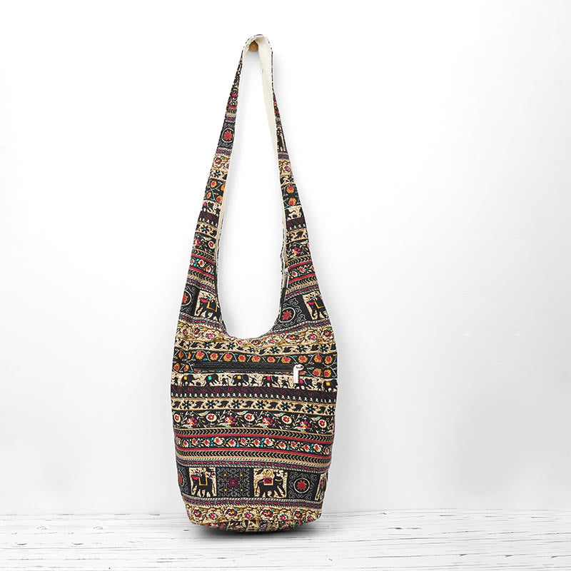 Buddha Stones Cotton Elephant Stripes Crossbody Bag Shoulder Bag - image 2