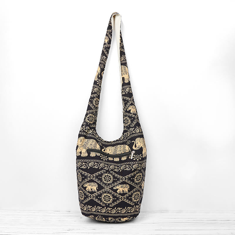 Buddha Stones Cotton Elephant Stripes Crossbody Bag Shoulder Bag - image 10