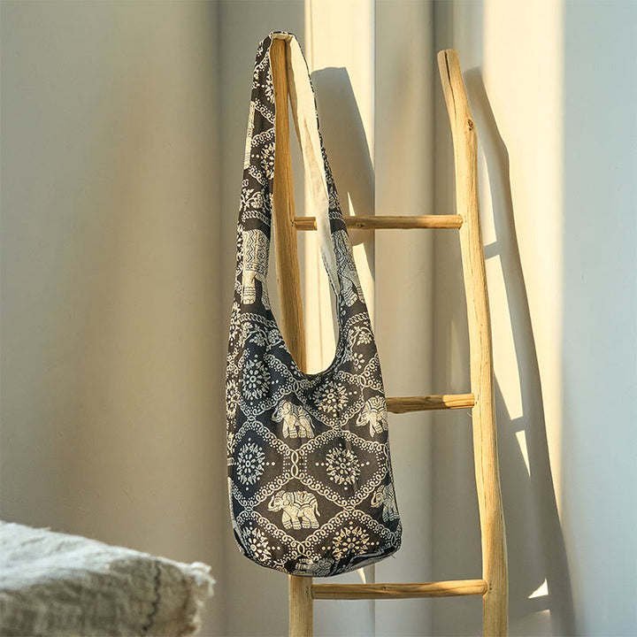Buddha Stones Cotton Elephant Stripes Crossbody Bag Shoulder Bag - image 17