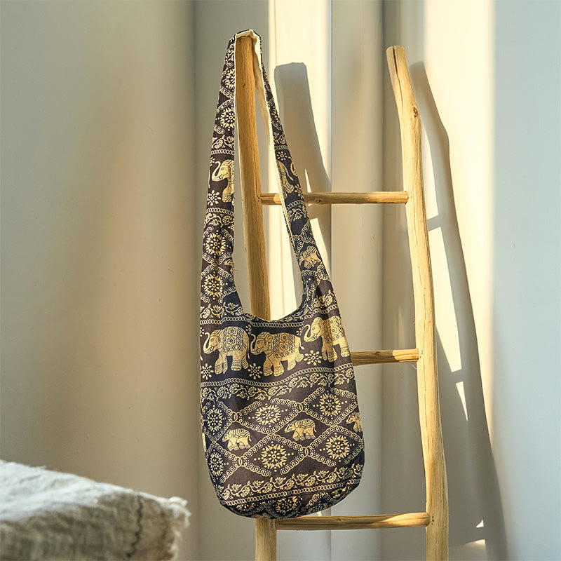 Buddha Stones Cotton Elephant Stripes Crossbody Bag Shoulder Bag - image 9