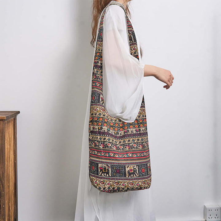 Buddha Stones Cotton Elephant Stripes Crossbody Bag Shoulder Bag - image 3