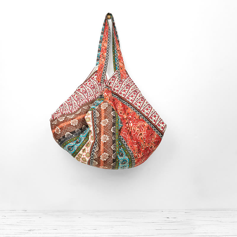 Buddha Stones Colored Stripes Pattern Cotton Shoulder Bag - image 4
