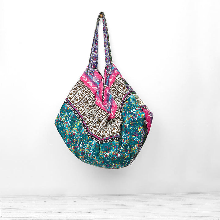 Buddha Stones Colored Stripes Pattern Cotton Shoulder Bag - image 15