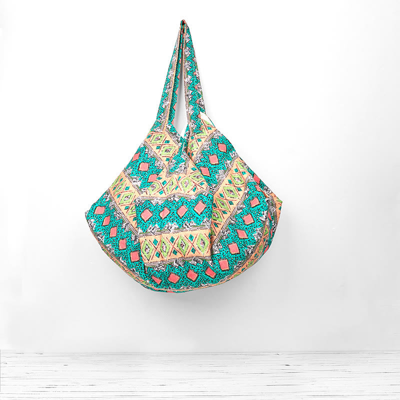 Buddha Stones Colored Stripes Pattern Cotton Shoulder Bag - image 18