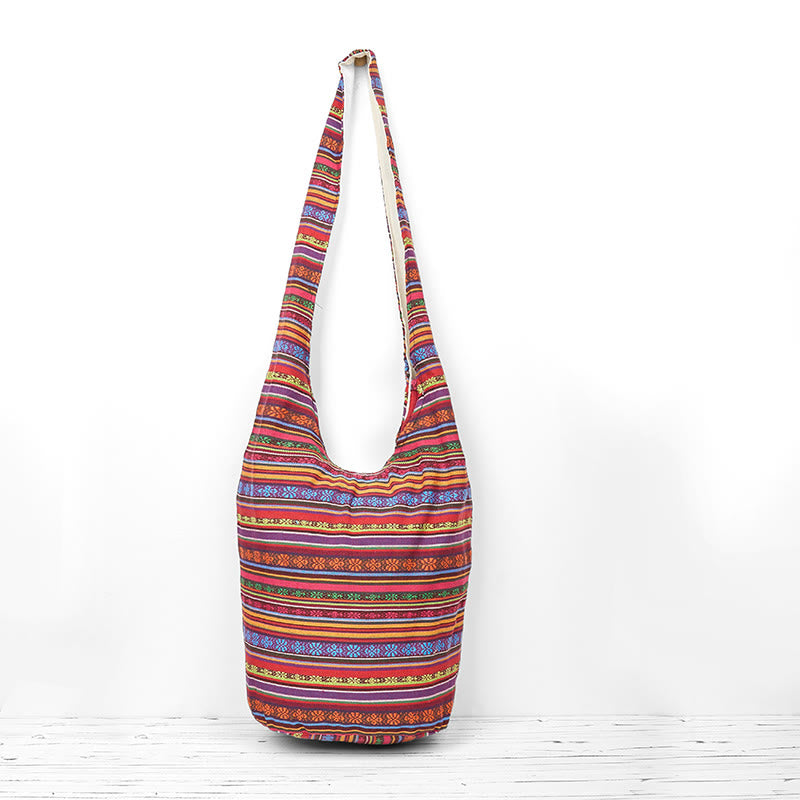 Buddha Stones Cotton Stripes Pattern Crossbody Bag Shoulder Bag - image 0