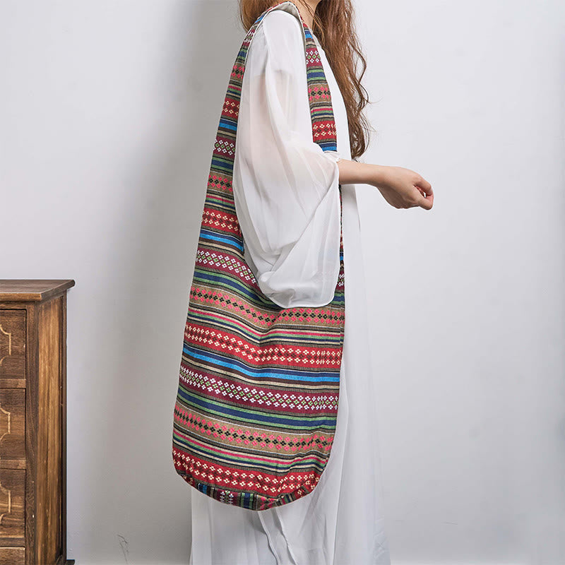 Buddha Stones Colored Geometric Stripes Pattern Cotton Crossbody Bag Shoulder Bag - image 13