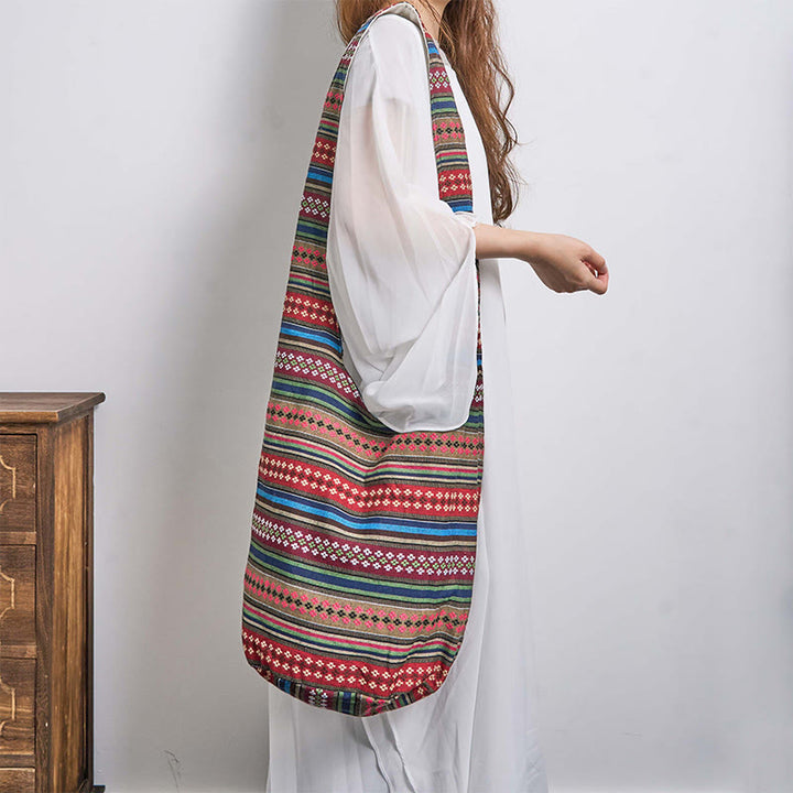 Buddha Stones Colored Geometric Stripes Pattern Cotton Crossbody Bag Shoulder Bag - image 13