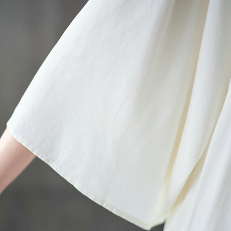 Buddha Stones Embroidery Notched Ruffled Hem Midi Dress With Pockets - image 8