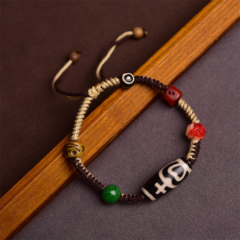 Buddha Stones Handmade Tibetan Dzi Bead Wealth Braided Rope Bracelet - Dzi Bead(Wrist Circumference 14-16cm) - image 0